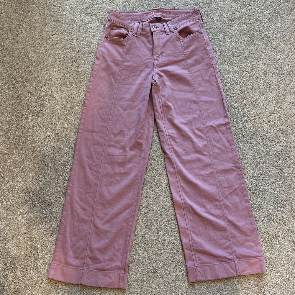American Eagle Outfitters Stretch Pink Baggy Low Rise Size 0 Jeans